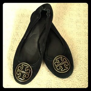 Tory Burch "Reva" flats, black suede