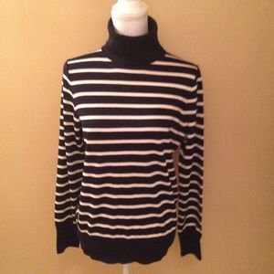 J. Crew Navy Blue Stripe Turtle Neck