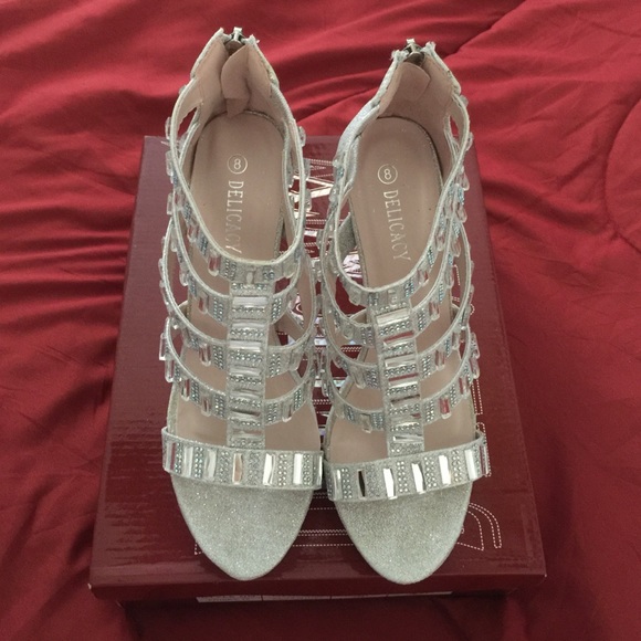 Silver glitter heels