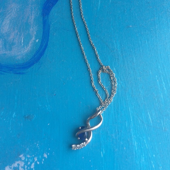 Diamond/blue gemstone necklace