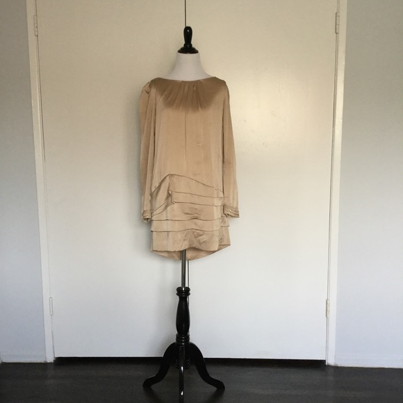 Diane von Furstenberg gold long sleeve dress