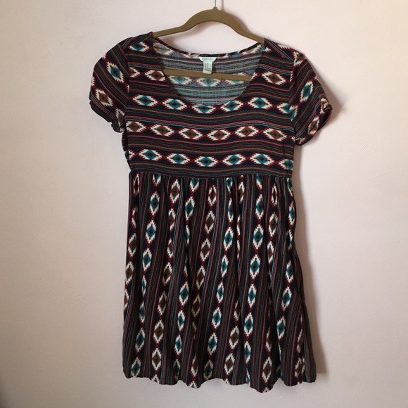 Aztec print baby doll dress