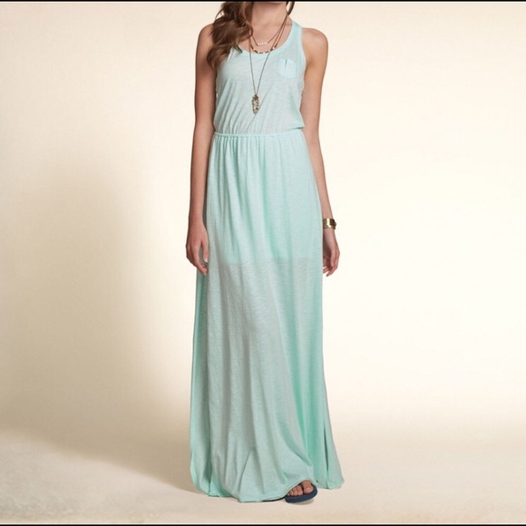 Mint green/teal open back maxi dress