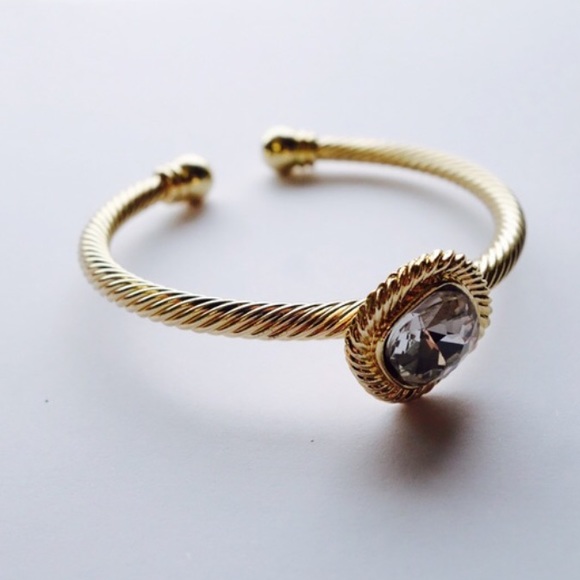 Gold Crystal Cable Cuff - Picture 2 of 4