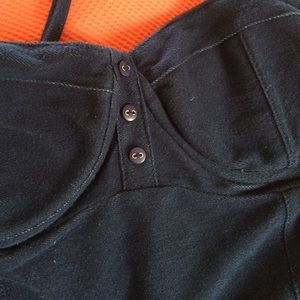 Denim-like corset style top
