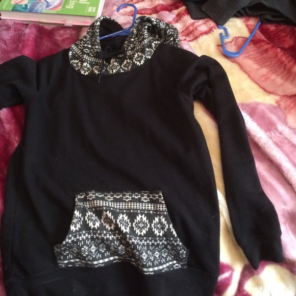 Black and patterned hoodie more of a small