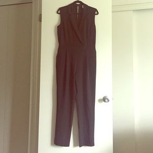 Black Deep V Pant Jump Suit