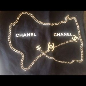 Authentic Chanel Silver & White Chain Link Belt