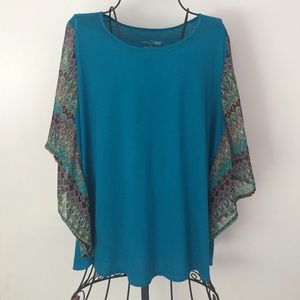 *NEW* RXB Teal Top with Chiffon Sleeves XL