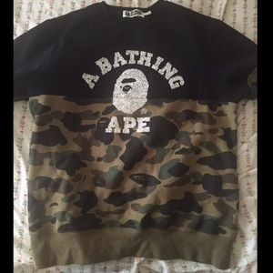 Bape green camo crewnecks
