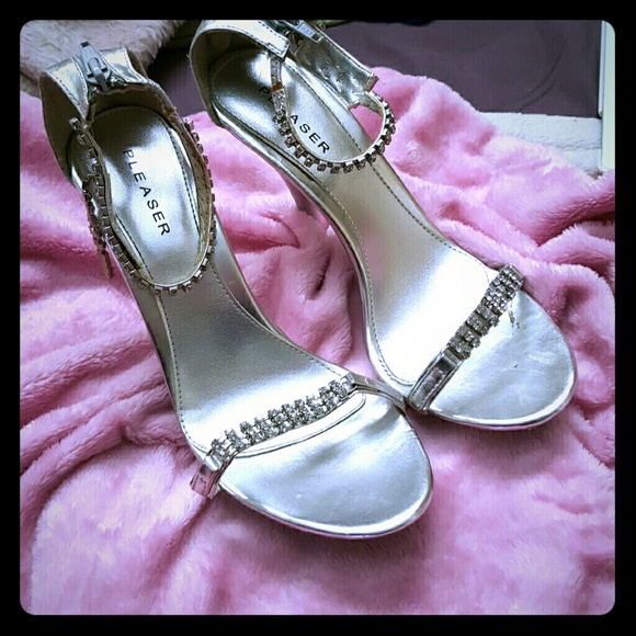 Pleaser silver rhinestone heels