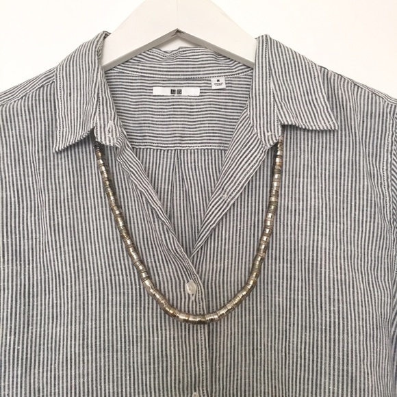 Uniqlo Linen Pin Stripe Shirt - Picture 1 of 3