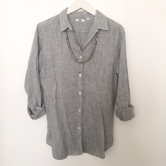 Uniqlo Linen Pin Stripe Shirt - Picture 2 of 3