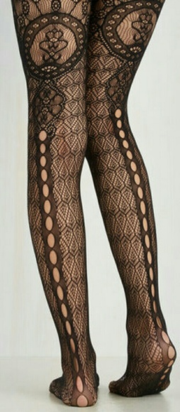 NWT Black Lace Tights w/ Keyhole Backseam