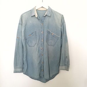 Cotton Chambray Zara Trafaluc Collection Shirt