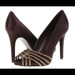 Lauren Ralph Lauren brown satin heels