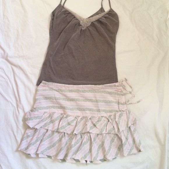 Zara Tops - Spaghetti strap top with lace and bead accent
