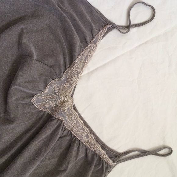 Spaghetti strap top with lace and bead accent - Picture 2 of 2