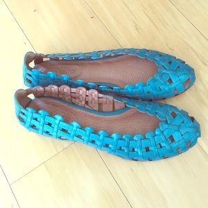 Corso Como Anthropologie woven flat in turquoise