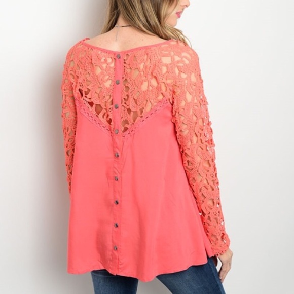 Coral Crochet Blouse - Picture 2 of 3