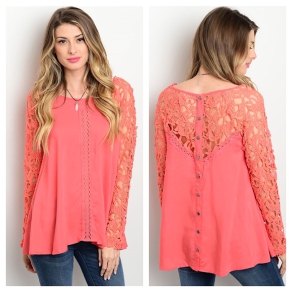 Coral Crochet Blouse - Picture 3 of 3
