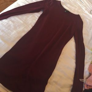 Red hip hugger dress.