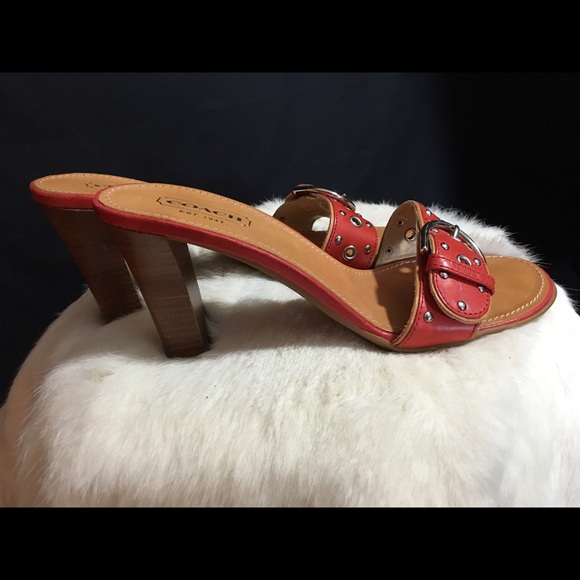 ❤️COACH slide heels with silver buckle - Picture 2 of 4