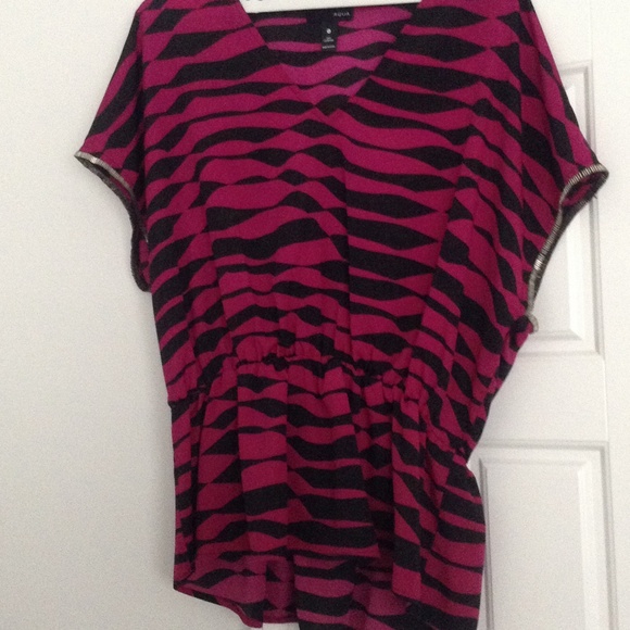 Black and pink top with silver beading