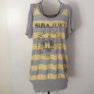 Harajuku Lovers Gray and Yellow Dress Size L