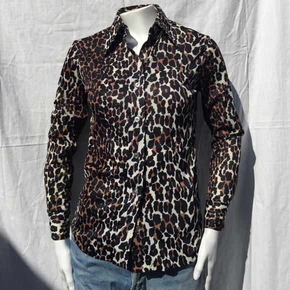Vintage Polyester Disco Leopard Print Shirt