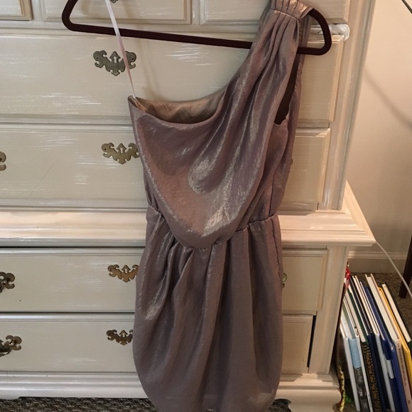 Gold shimmer one shoulder dress