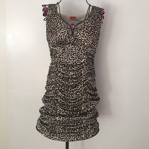 Ruby Rox Ruched Leopard Dress Size XL