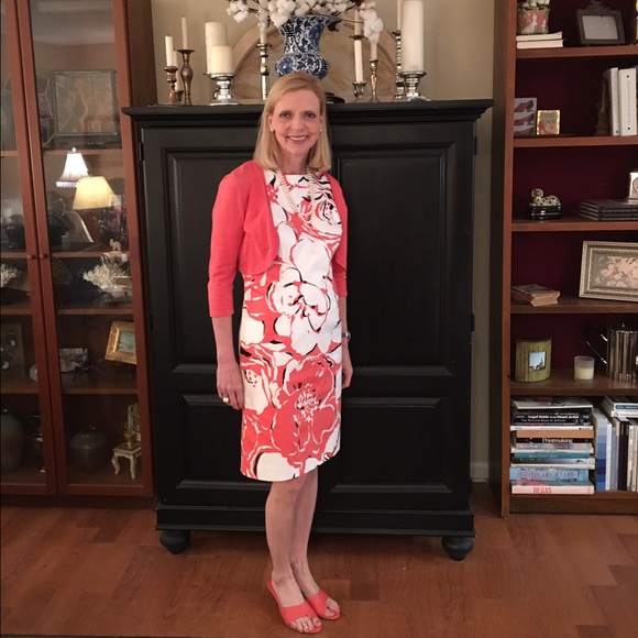 Talbots sleeveless dress and shrug sweater
