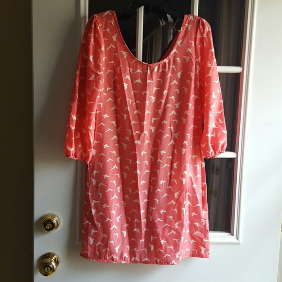 Pink bird print dress