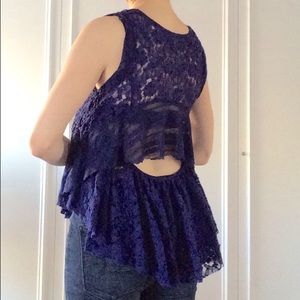 Free people blue lace top