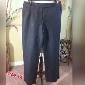 BLACK LINED LINEN SLACKS