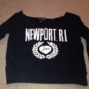 Black open neck non-hooded sweatshirt