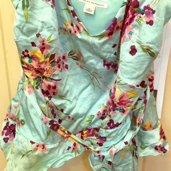Vibrant floral top with sequin detail & side tie
