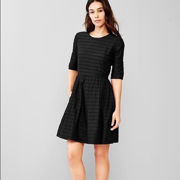 Gap Black Eyelet Fit And Flare Dress