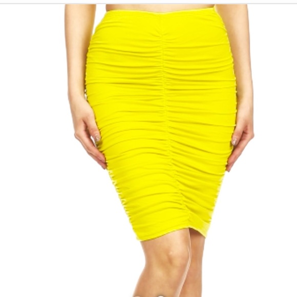 Ruche Citron BodyCon Skirt