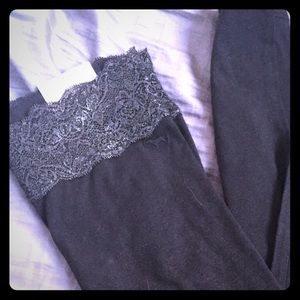 Vs pink lace waist band yoga leggings