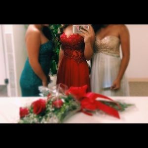 Red Chiffon Formal Strapless Dress❌PENDING❌