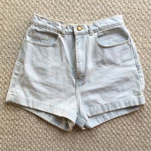 High Waisted Light Wash American Apparel Shorts