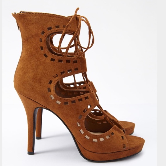 Forever21 Suede lace up heels- chestnut
