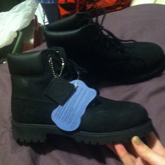 Kids black Timberland boots