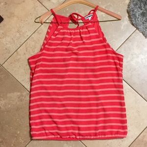 Dark coral striped tank