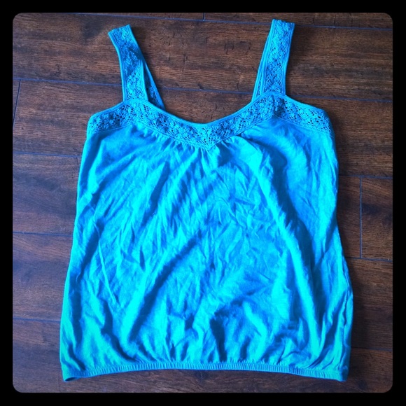 Teal Lace Detail Tank