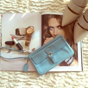 Baby blue Coach wristlet