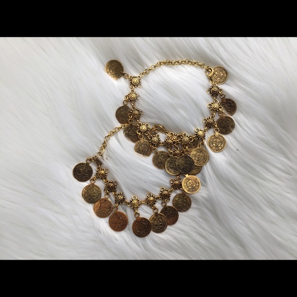 Boho coin Anklet and bracelet - Picture 3 of 4