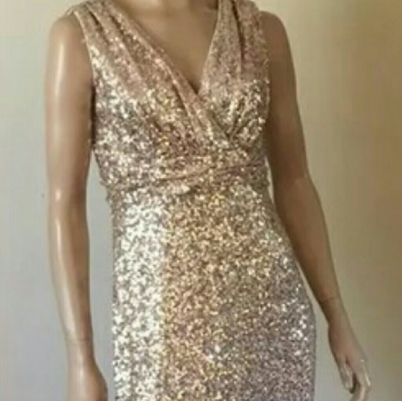 Badgley Mishka rose gold sequin gown - Picture 1 of 3